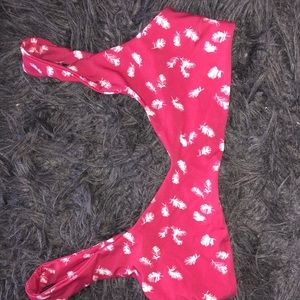 Black Bough Red with white feathers bikini top